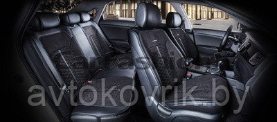 Накидки универсальные на сиденья для автомобилей [CarFashion Premium/STALKER PLUS черный/черный/т.серый] - фото 2 - id-p116375105