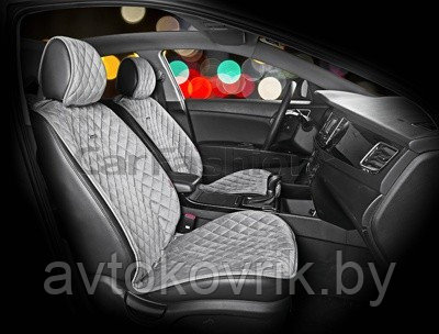 Накидки универсальные на передние сиденья для автомоб [CarFashion Premium/CALIFORNIA Цвет св.сер/т.сер/т.сер] - фото 2 - id-p116375108