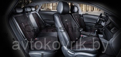 Накидки универсальные на сиденья для автомобилей [CarFashion Premium/STALKER PLUS черный/черный/красный] - фото 2 - id-p116375109