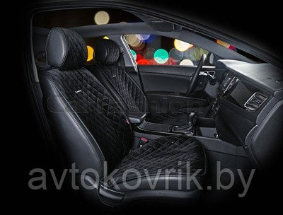Накидки универсальные на передние сиденья для автомобилей [CarFashion Premium/CALIFORNIA Цвет черн/черн/черн] - фото 2 - id-p116375110
