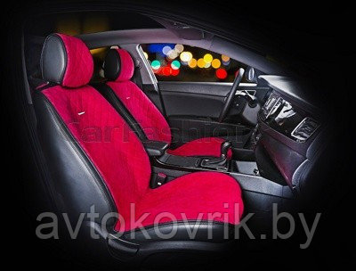 Накидки универсальные на передние сиденья для автомобилей[CarFashion Premium/CALIFORNIA Цвет красн/красн/черн] - фото 2 - id-p116375112