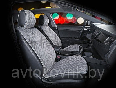 Накидки универсальные на передние сиденья для автомобиле[CarFashion Premium/CALIFORNIA Цвет т.сер/т.сер/т.сер] - фото 2 - id-p116375114
