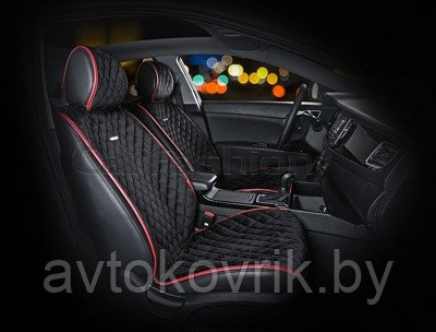 Накидки универсальные на передние сиденья для автомобилей[CarFashion Premium/CALIFORNIA Цвет черн/красн/красн] - фото 2 - id-p116375116