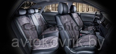 Накидки универсальные на сиденья для автомобилей [CarFashion Premium/STALKER PLUS т.серый/черный/т.серый] - фото 2 - id-p116375117