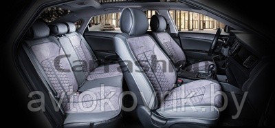 Накидки универсальные на сиденья для автомобилей [CarFashion Premium/STALKER PLUS серый/т.серый/т.серый] - фото 2 - id-p116375120