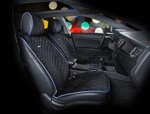 Накидки универсальные на передние сиденья для автомобилей [CarFashion Premium/CALIFORNIA Цвет черн/синий/син]
