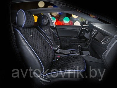Накидки универсальные на передние сиденья для автомобилей [CarFashion Premium/CALIFORNIA Цвет черн/синий/син] - фото 2 - id-p116375122