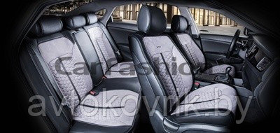 Накидки универсальные на сиденья для автомобилей [CarFashion Premium/STALKER PLUS серый/черный/серый] - фото 2 - id-p116375123