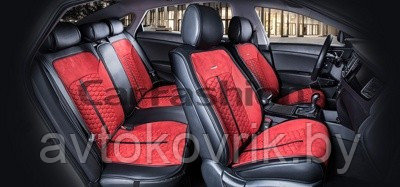 Накидки универсальные на сиденья для автомобилей [CarFashion Premium/STALKER PLUS красный/черный/красный] - фото 2 - id-p116375126