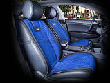 Накидки универсальные на передние сиденья для автомобилей [CarFashion Premium/TORINO Цвет син/черн/син], фото 2
