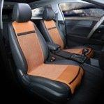 Накидка универсальная на передние сиденья для автомобилей [CarFashion ECO CORD Цвет коричневый плетение] - фото 1 - id-p116375138