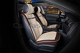 Накидки универсальные на передние сиденья авто СarFashion Premium/BARCELONA Цвет коричневый/бежевый/кор/беж, фото 2