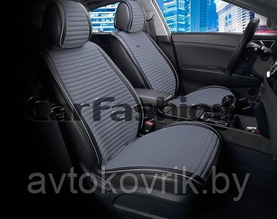 Накидки универсальные на передние сиденья авто. СarFashion Premium/ MONACO Цвет черный/т.серый/серый/серый - фото 2 - id-p116375167