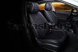 Накидки универсальные  на передние сиденья автоСarFashion Premium/ MONACO  Цвет черный/черный/синий/синий, фото 2