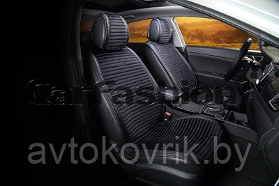 Накидки универсальные на передние сиденья авто СarFashion Premium / MONACO Цвет черный/черный/черный/черный - фото 2 - id-p116375188