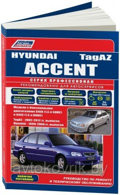 Hyundai Accent / Хундай АКцент 1999-06.ТагАЗ 2002-12 G4EB (1,5 SOHC), G4EC (1,5 DOHC) Руководство по ремонту - фото 1 - id-p116376560