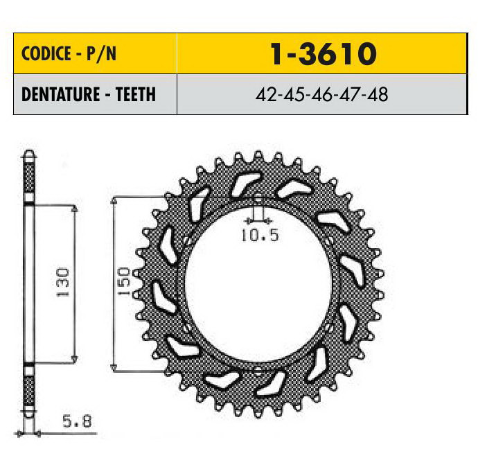 Звездочка ведущая Sunstar 1-3610-42 зубьев