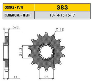 Звездочка ведущая Sunstar 383-13 зубьев