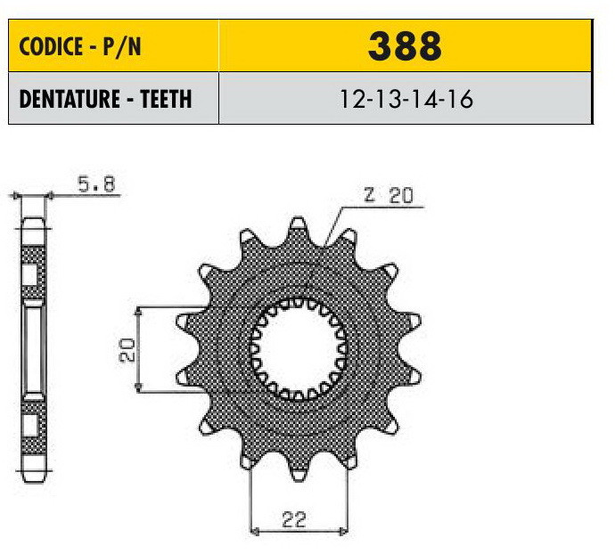 Звездочка ведущая Sunstar 388-12 зубьев - фото 1 - id-p6895994