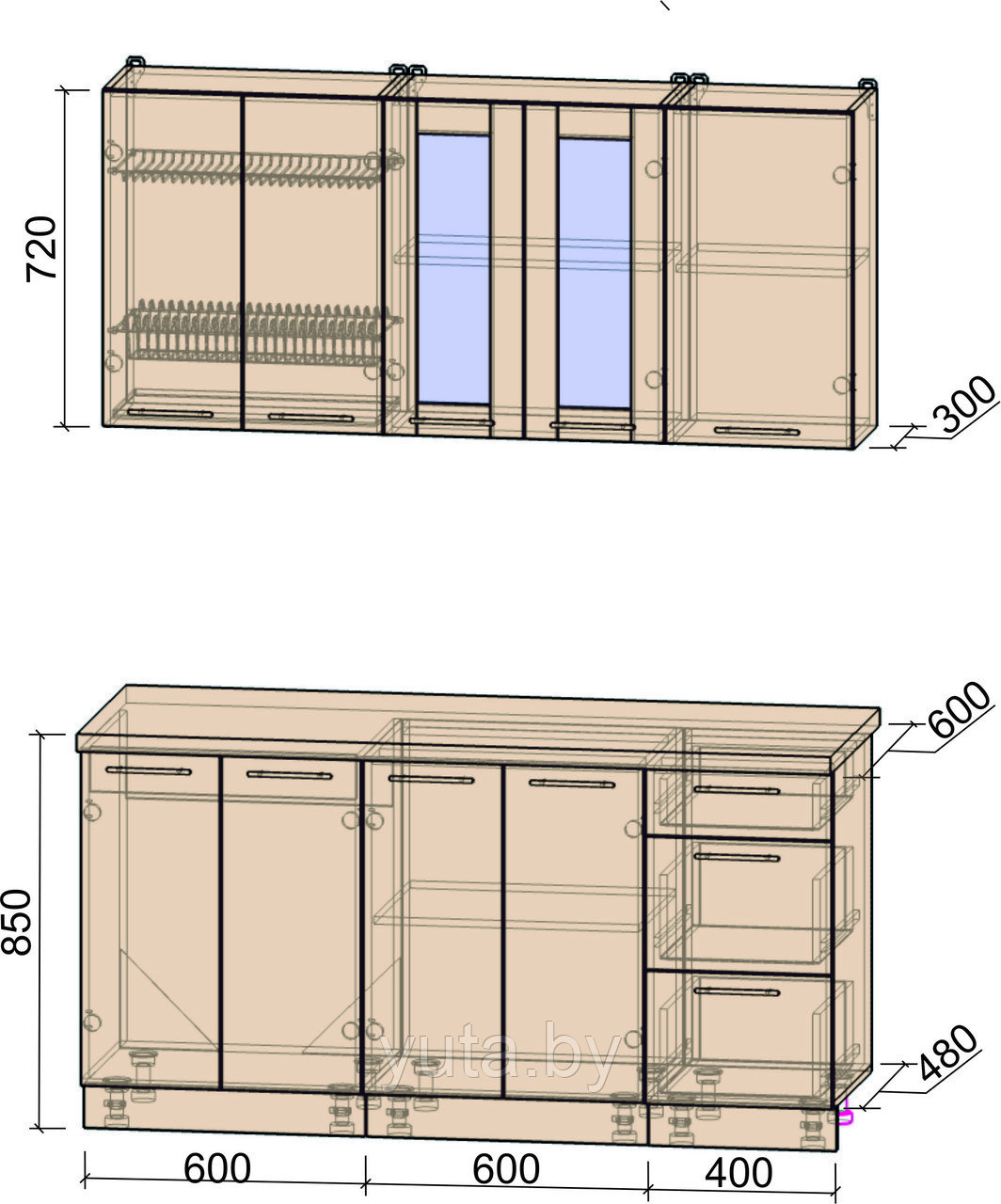 КУХНЯ ПРЯМАЯ из пластика Мила 1,6_Б Черный-Оливковый - фото 2 - id-p116385591