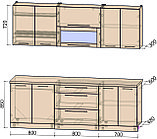 КУХНЯ ПРЯМАЯ из пластика  Мила  2,3_В Антрацит-Красный, фото 2