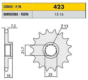 Звездочка ведущая Sunstar 423-15 зубьев