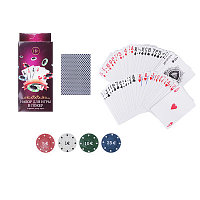 Набор для игры в покер, 7х4,2х14 см, 24 фишки + дилер+ карты, пластик, бумага, 538-093