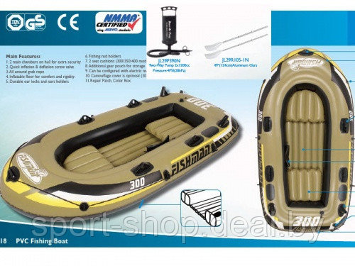 Лодка надувная трехместная ПВХ Fishman JL007209-1N