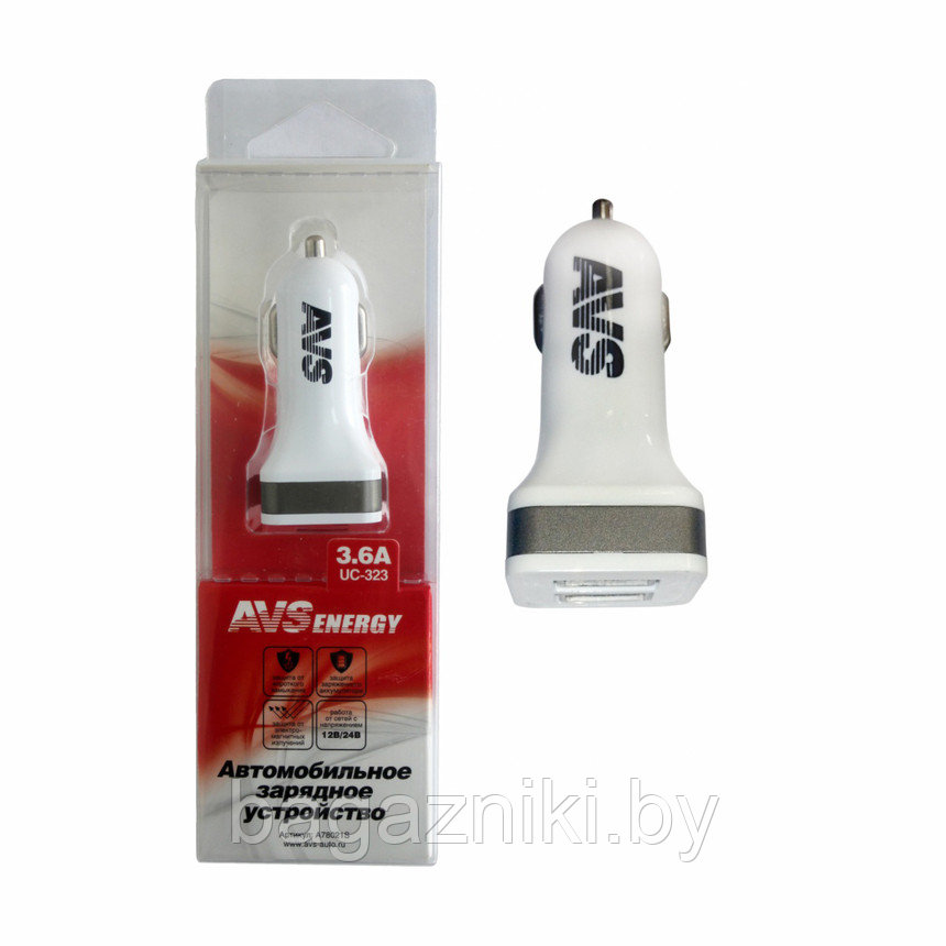 USB автомобильное зарядное устройство AVS 2 порта UC-323 (3,6А) - фото 2 - id-p116406126