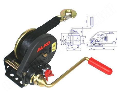 Лебедка лодочная ручная АЛ-КО с фалом 6м на 450кг с автоматической размоткой, фото 2