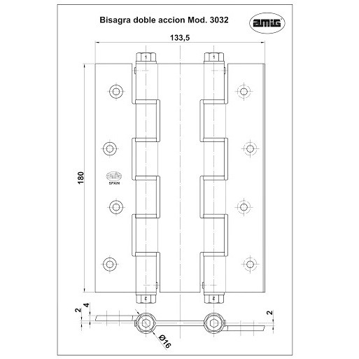 Петли дверные Amig 3032 180х133 мм (латунь) - фото 2 - id-p116406648