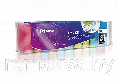 Губка бытовая с чистящим слоем GRASS MIDI 10 шт (79х53х26 мм), фото 2