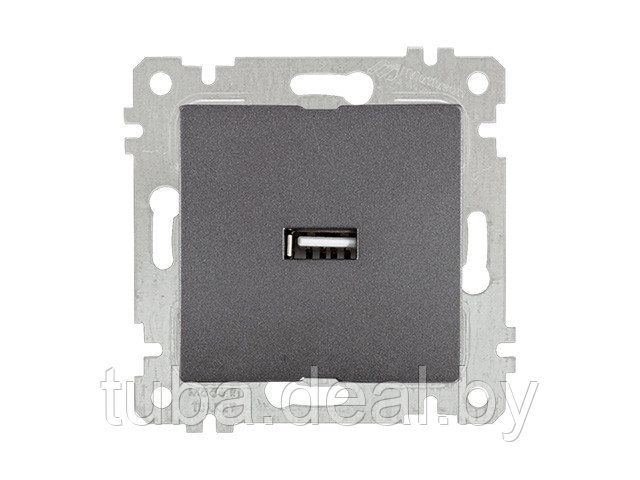 Розетка 1-ая USB (скрытая, без рамки) дымчатая, RITA, MUTLUSAN (USB-зарядка, 5V-2.1A) - фото 1 - id-p116484599