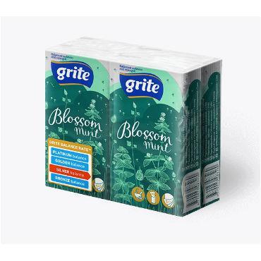 Бумажные носовые платки Grite Blossom Mint 4x10, фото 2