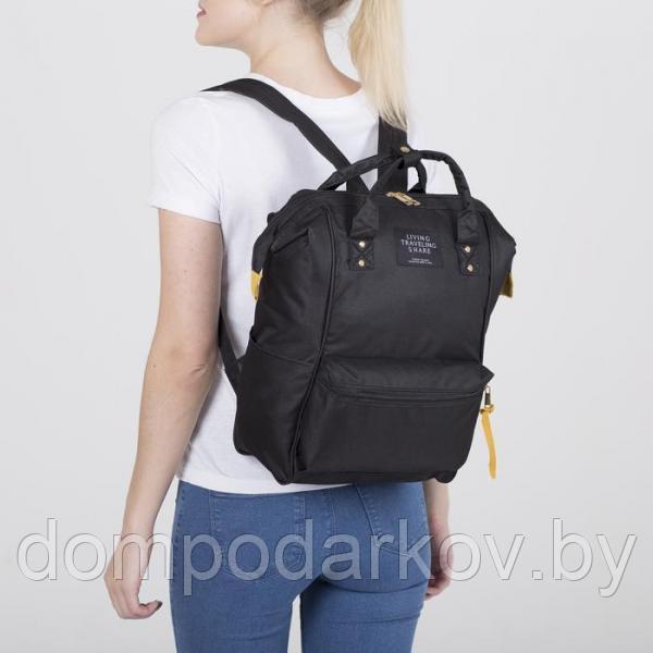 Рюкзак-сумка, отдел на молнии, 2 наружных кармана, 2 боковых кармана, цвет чёрный - фото 2 - id-p116555267