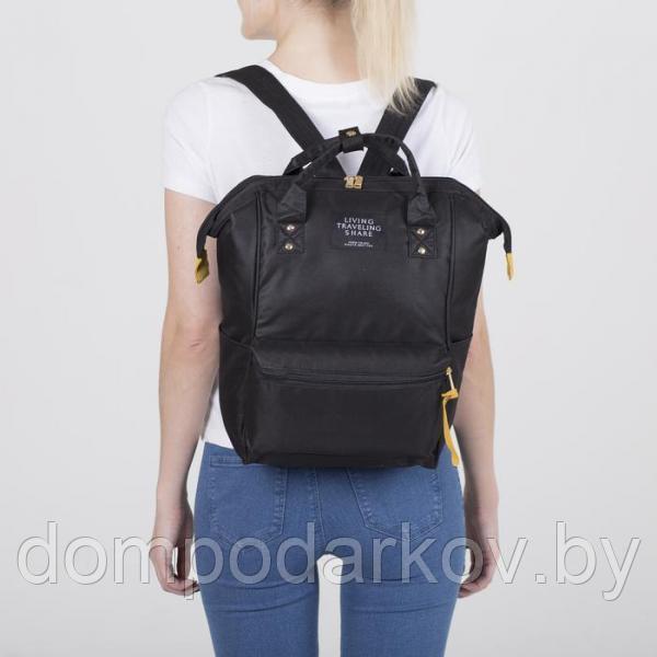 Рюкзак-сумка, отдел на молнии, 2 наружных кармана, 2 боковых кармана, цвет чёрный - фото 3 - id-p116555267