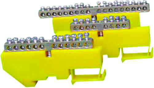 Шина N нулевая/ PE заземления 18 групп на дин рейку