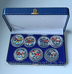 История мирового хоккея, 20 рублей 2012, Серебро, Подарочный набор из 7 монет, #BelCoinArt