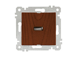 Розетка 1-ая USB (скрытая, без рамки) орех, RITA, MUTLUSAN (USB-зарядка, 5V-2.1A)