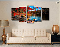Модульная картина (650х1250 мм) "Берег реки осенью"