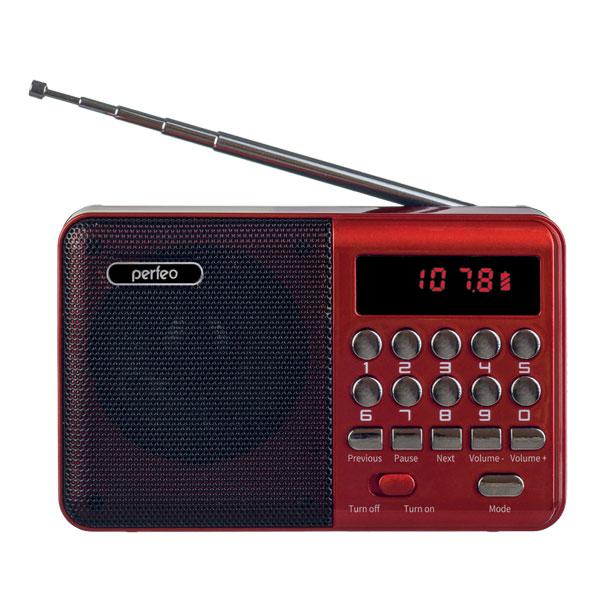 Perfeo радиоприемник цифровой PALM FM+ 87.5-108МГц/ MP3/ красный i90-BL (PF_A4871)