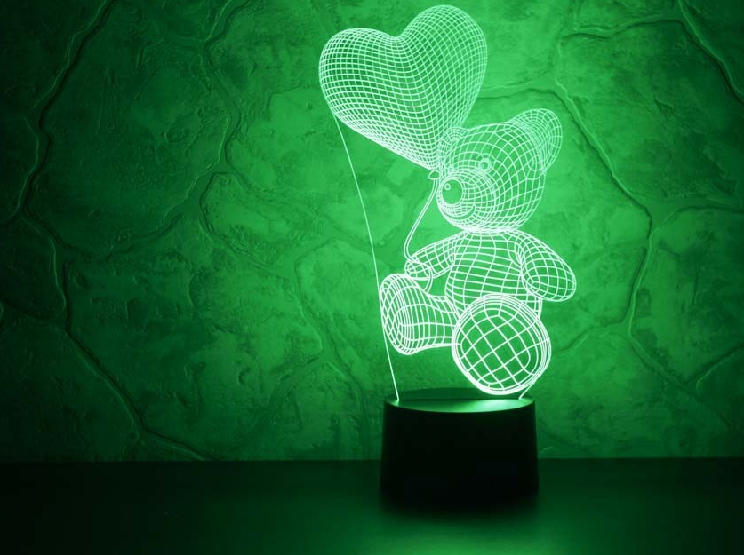 3 D Creative Desk Lamp (Настольная лампа голограмма 3Д, ночник) - МИШКА С СЕРДЦЕМ" - фото 4 - id-p116705098