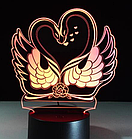 3 D Creative Desk Lamp (Настольная лампа голограмма 3Д, ночник)  "Влюбленные лебеди", фото 3