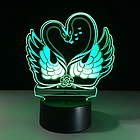 3 D Creative Desk Lamp (Настольная лампа голограмма 3Д, ночник)  "Влюбленные лебеди", фото 4