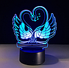 3 D Creative Desk Lamp (Настольная лампа голограмма 3Д, ночник)  "Влюбленные лебеди", фото 2