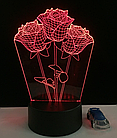 3 D Creative Desk Lamp (Настольная лампа голограмма 3Д, ночник)  "Розы", фото 4
