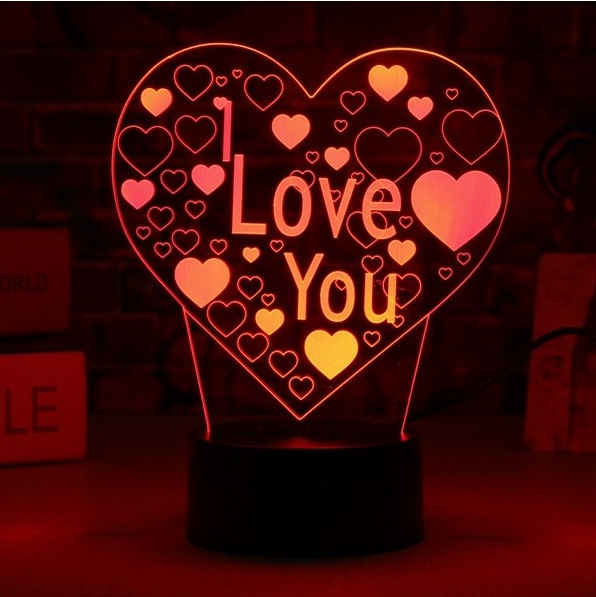 3 D Creative Desk Lamp (Настольная лампа голограмма 3Д, ночник)  "I Love You"