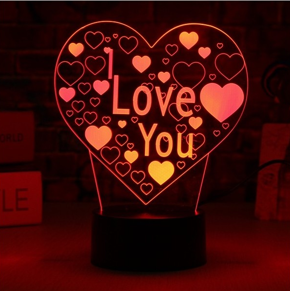 3 D Creative Desk Lamp (Настольная лампа голограмма 3Д, ночник) "I Love You" - фото 1 - id-p116717773