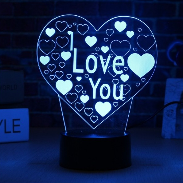 3 D Creative Desk Lamp (Настольная лампа голограмма 3Д, ночник) "I Love You" - фото 5 - id-p116717773