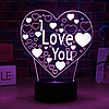 3 D Creative Desk Lamp (Настольная лампа голограмма 3Д, ночник)  "I Love You", фото 2